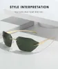 Y2K Futuristic Rimless Vintage Shades Fashion Designer Sun Glasses Men 2024 Metal Frameless Square Solglasögon för kvinnor