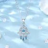 Necklaces EUDORA 925 Sterling Silver Evil Eye Hamsa Hand Pendant Necklace Blue Bink Crystal Fine Fatima Jewelry for Women Birthday Gift