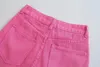 Kadınlar Kot Pantolon 2024 Moda Yaz Pembe Tatlı Denim Pantolonlar Klasik Yüksek Bel Leydi Geniş Bacak Pantolon Kadın Sokak Giyim