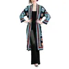 Women's Jackets Inspired Knitted Long Cardigan With Colorful Crochet Detail