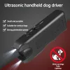 Repellents Ny ultraljudshund repeller handhållen skällande stopp husdjur tränare led flash attack hundar utomhus expeller anti hund bark husdjur leveranser