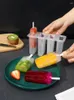 Baking Moulds 1pc Transparent 4-grid Ice Mold With Lid Diy Homemade Cream & Popsicle For Children