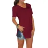 Women Summer V Neck Short Sleeve T shirt Loose Sexy camiseta feminina Shirts Female Plus Size Long Style Tops 240422