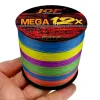 Accessoires 12 Strons PE Traid 300m / 500m / 1000m Lignes de pêche tressées Multicolore Super Strong Big Game Multifilament Carpe Fishing Line Fire