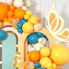 126 sztuk żółty i pomarańczowy łuk łuk kwiatowy niebieski cytryn urodziny ślub baby shower przyjęcie 240418