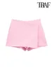 TRAF Women Fashion Asymmetric Pareo Style Self Overlay Shorts Skirts Vintage High Waist Side Zipper Female Skort Mujer 240420