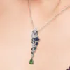 Подвески Santuzza Silver Penent для женщин подлинные 925 стерлингового серебряного изысканного изысканного попугая птицы, игристые голубые зеленые Cz Madeny Fine Jewelry