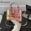 Kvällspåsar trend 2024 axelväska kvinnor pvc transparenta brev kvinnliga crossbody mode gelé kvinnors pursar små designer handväskor