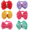 Dog Apparel 100pcs Pet Bowties Handmade Mesh Cloth Tie Bows Ties Bow Neck Accessory Holiday Grooming Prodtcs 6colour LL