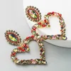 Andra Kmvexo Ny Shiny Crystal Rhinestone Heart Pendant Dingle Earrings 2023 för kvinnor smycken mode uttalande örhängen tillbehör 240419