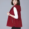 Jaqueta de colete feminino Mulheres Mulheres Longa Cola -Coloque Espaço 2024 Primavera Autumn Autumn Idade Média Lieve com Hooded Casual Casual Tops pretos