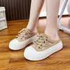 Casual schoenen zomer vrouw 2024 trend slip-on gesloten teen sandalen vrouwen gevulkaniseerd half slippers schoenen zapatos mujer