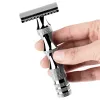 Blad Säkerhet Razor, aluminiumlegering Frostning Antiskiding Handtag Dubbelkant Rakar Razor för män Manuell rakning med 10st blad