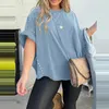 Camisetas femininas Lady Casual Solid Color Rivet Bloups Autumn Summer Fashion 3/4 Mangas tops soltos Pulloves de festa de rua