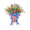 Fleurs décoratives 4 juillet Patriotique Wreath Memorial Day Pride Garland Red Blanc Blue Panier Blue pour la porte Indépendance Decor Supplies