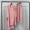 Ubrania etniczne Jilbab 2 sztuki Zestawy muzułmańskie kobiety Hidżab Ubranie modlitewne Abaya Long Khimar Ramadan Eid Plain Abayas Islamski odzież Szata D240419