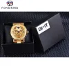 Horloges Forsining Automatic Mechanical Business Watch Mens Clock Golden Moon Phase Steel Strap Polshorloges Top Brand Relogio Masculino