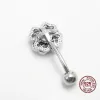 Jóias hellolook zircon giration belly botão piercing 925 Sterling Silver Belly Butrind Rings