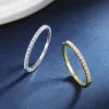 Anneaux Tbcyd D VVS1 1,5 mm Ring Moisanite Half Eternity Band Round Cut Diamond Ring S925 Silver Finger Ring Wedding Fine Bijoux Cadeau