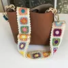 Fashion Crochet Flower Bag Strap Wide Adjustable Shoulder Bag Strap DIY Knitted Bag Accessories Ethnic Embroidery Purse Strap 240407