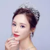 Jewelry Vintage Crystal Pearl Swan Crown Bride Luminous Crown Wedding Jewelry Crystal Diadem with LED Light Girls Birthday Party Tiara