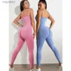 Frauen Trailsuiten Frauen nahtloser Yoga-Anzug Leggings Drum Anzug Hüfte Heben Schultergurte Fitnessanzug Sport Fitness 1-teilige YQ240422