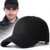 メンズ野球キャップウール冬の帽子厚い大きな頭の周囲帽子ファッションウォームトラックキャップアウトドアスポーツパパ240323