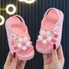 여름 28 세의 어린이 슬리퍼 꽃 패턴 lithe Comfort Sandal for Girls Nonslip Seabeach Flip Home Kids Shoes 240420