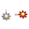 Charms 10PC Stylish Stainless Steel Flower Metal Double Sided Enamel Sweet Pendant Earring Jewelry Making Findings 10x7mm