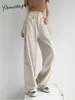 Women's Pants Yitimuceng Cargo Women 2024 Summer Fashion Thin More Than One Pocket Loose Chic Casual High Waist Wide Leg