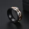 Cluster ringen angst 9 mm zwart goud kleur spinner ring rome roestvrij staal fidget voor mannen anti stress accessoires sieraden KBR033