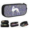 Cosmetic Bags Whippet With Brown Leaves Pencil Cases Greyhound Sighthound Dog Pencilcases Pen Box Large Storage Bag Students School