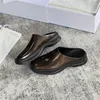 Pantofole estate bao tou tallone piatto sola suole vera pelle mezza donna a colore solido stile pigro scarpe per donne 2024