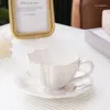 Кружки дизайн лепестка кофейня и блюдца жемчужного белого розового синего керамического напитка чай домашний декор свадебный декор для нее