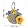 Decoratieve bloemen 16 cm/6.29inch bijen zonnebloem krans draagbaar touw slinger herbruikbare stoffen kunstmatige bloem voor thuis