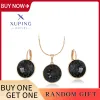 Necklaces Xuping Jewelry Charm Promotion Crystal Gold Plated Round Stone Shiny Jewellry Set with Necklace and Earring for Women Girl Gift