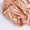 Women's Panties Glossy Satin Underwear Women Silk Low Waist Ruffles Sexy Briefs French Ladies Seamless Elastic