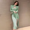 Sukienki swobodne bodycon kobiety z boku seksowne nieregularne jesienne stojak łagodne koreańskie styl imprezowy damskie panie