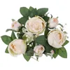 Kwiaty dekoracyjne rośliny Europejska Symulowana róża świecznika Garland Walentynki Dekoracja przyjęcia (biały) Kawa pierścionka kawy