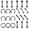 24PC Set Stainless Steel Body Piercing Jewelry Bulk Nose Ring Tongue Bar Stud Earring Eyebrow Labret Horseshoe Lot Pack 240409