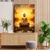 Zimmerdekor Golden Buddha Statue am Sonnenuntergang Poster Print Leinwand Malerei Moderne Home Dekoration Wandkunst Landschaft Bilder ungerahmt