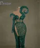 Runway Dresses High Fashion Green Sequined Celebrity For Women 2024 Designat speciellt tillfälle med sidoslit Vestidos de Gala