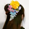 Hair Clips Artificial Flower Comb Clip Women Headwear Bohemian Chinese Style Hanfu Hairpin Headdress Ladies Bridal Party Jewelry