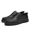 Casual Shoes 2024 Fashion Brogues Men Flat Thick Sole Outdoor Male Footwear Pure Black