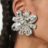 Backs oorbellen Fashion Flower Square Clip op niet -piercing luxe bruiloft overdrijven duidelijke strass ear statement sieraden