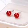 Серьги -грибки 10pairs 10 мм 8 мм круглый зеленый желтый красный синий каменный камень из нержавеющей стали Серьки для женщин