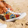 Chaussures décontractées forudesignens mode africain floral ethnique à imprimé haut haut de toile 2024 Spring girl baskets harajuku vulcanisé