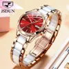 JSDUN Top Brand Luxury 50 Meter Waterproof Sapphire Lens Mechanical Watch for Women Design Diamond Simple Gifts Beaut 240419