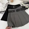 Womens High Waist Pleated Skirt with Belt Y2K Mini Skirts Vintage Aesthetic Outfit Spring Summer 240420