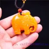 Collane in giada e elefante in pendente giallo collana gift jadeite fascino naturale amuleto gioielli intagliati cinesi a doppia facciate